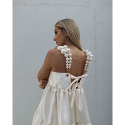 Φόρεμα με τιράντες-πέρλες